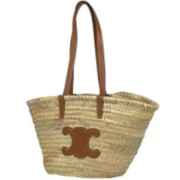 Celine Handbags - Celine Triomphe Panier Shoulder Bag Basket Tan Tote Raffia Beige Brown